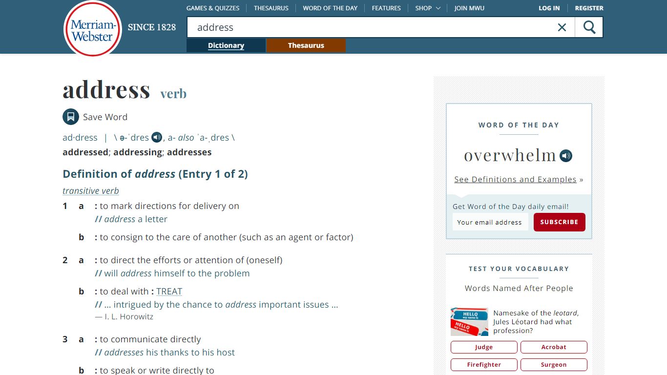 Address Definition & Meaning - Merriam-Webster